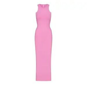 Skims Dress size XXS Bright Pink Maxi Dress High Neck Sold out limited edition